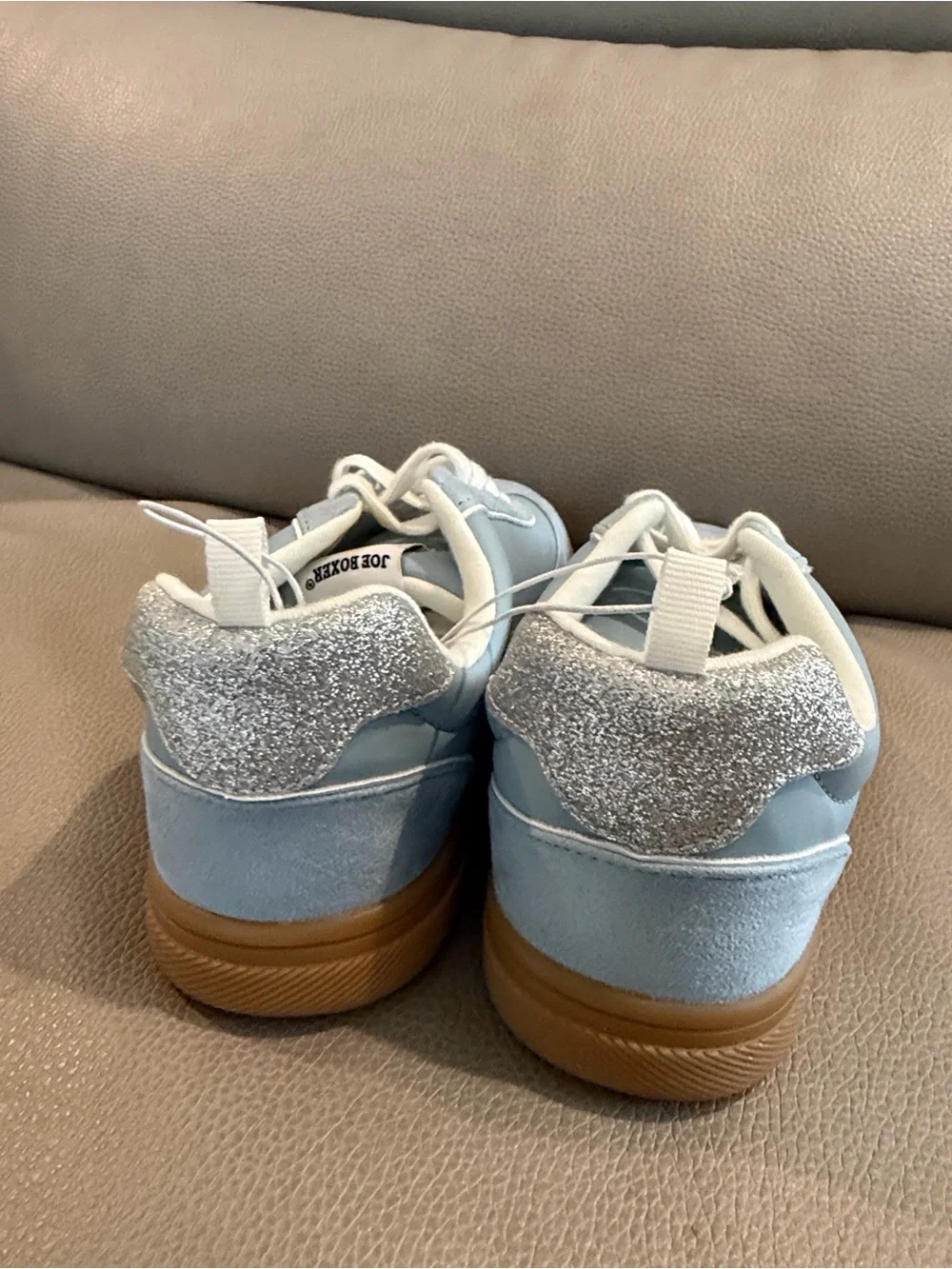 Joe Boxer Light Blue and Silver Kids' Sneakers with Gum Sole